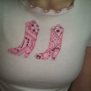 pink cowboy boot shirt